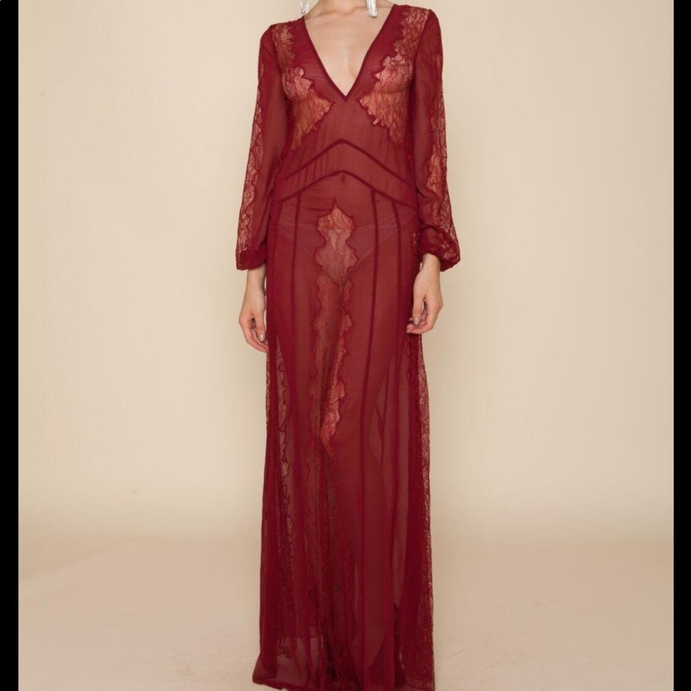 STONE COLD FOX VERMONT RED BURGUNDY DRESS  XS S